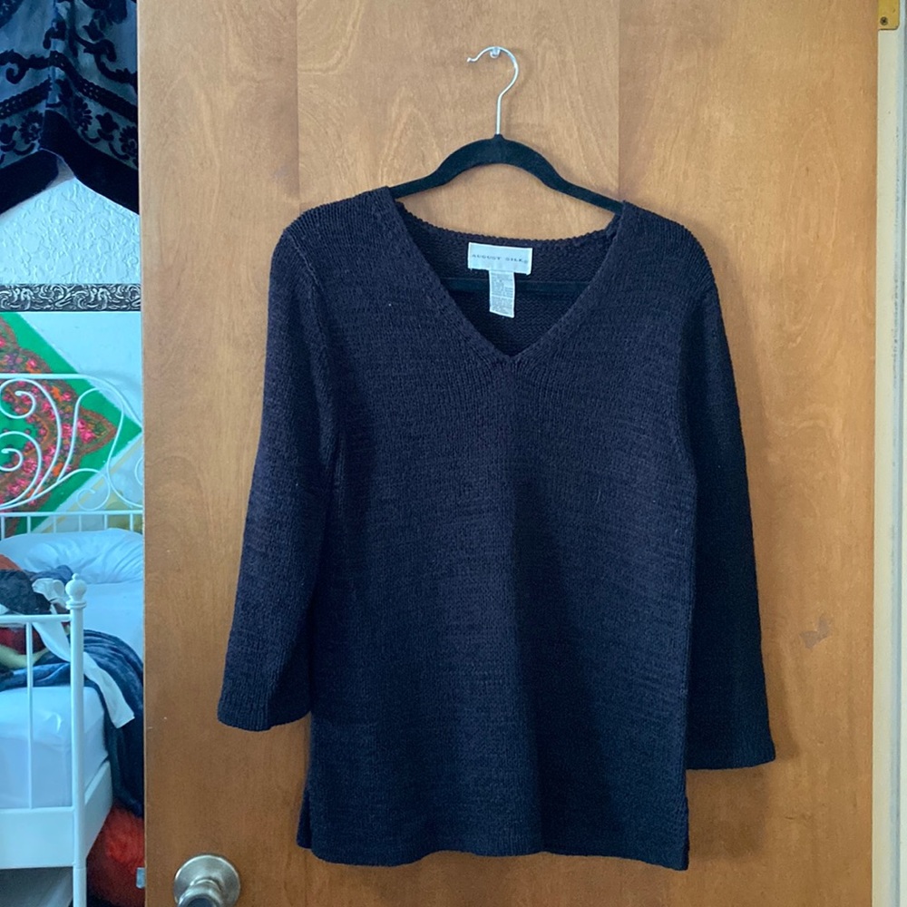 August Silk Black V Neck Knitted Sweater